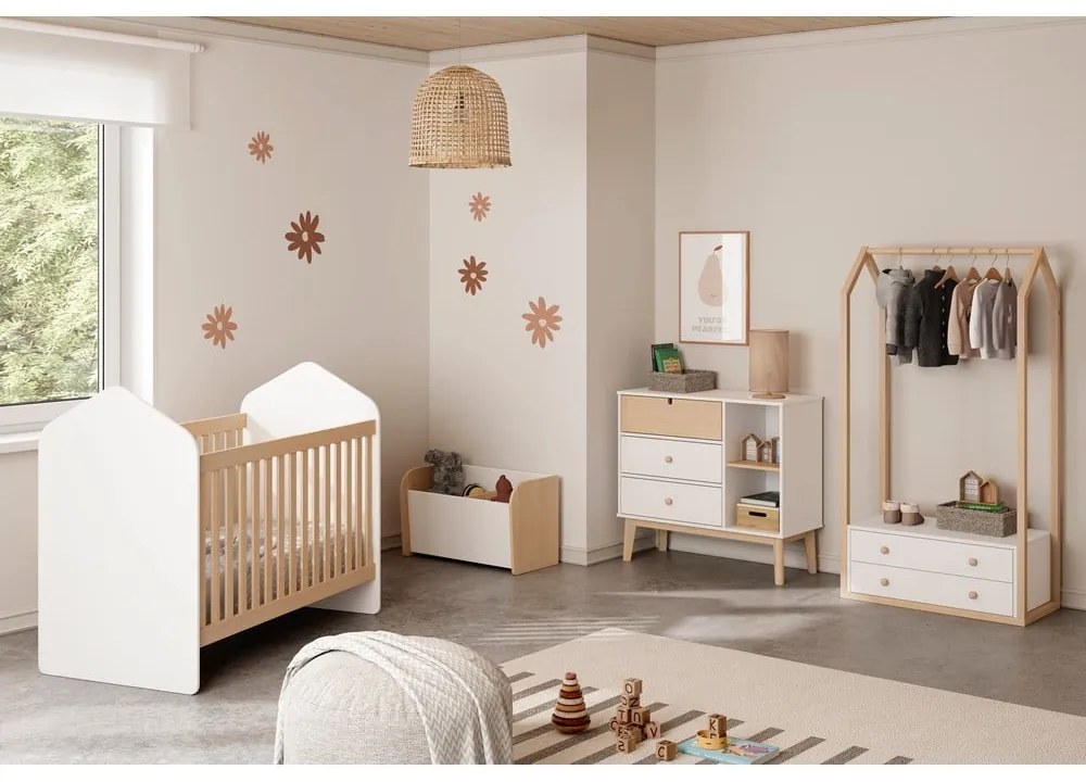 Biela nízka detská komoda 90x40 cm Estefania – Marckeric