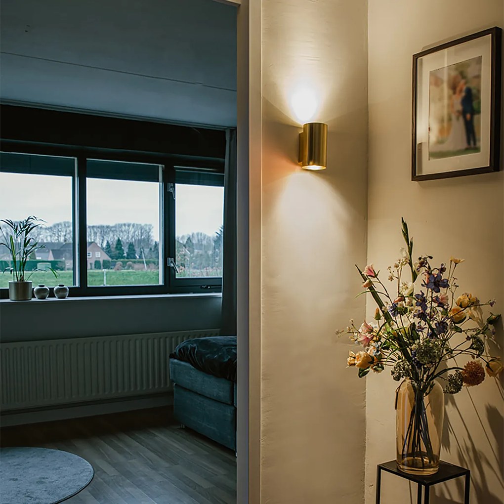 Inteligentná nástenná lampa zlatá okrúhla vrátane 2 Wifi GU10 - Sandy