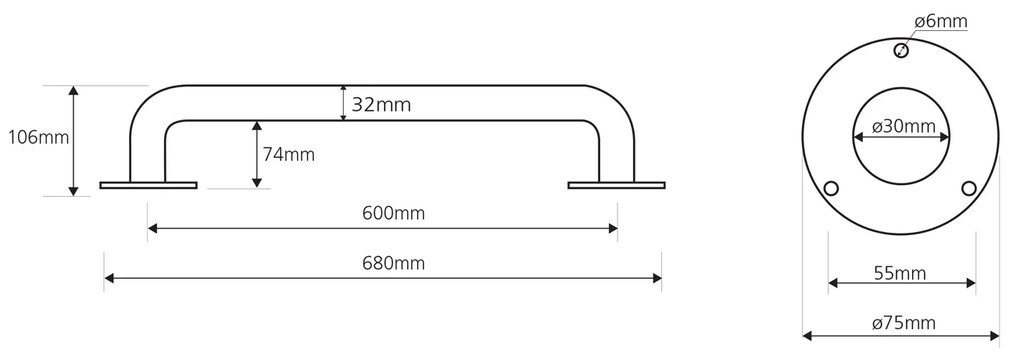 Sapho Sapho, HANDICAP madlo 600mm, biela, XH512W