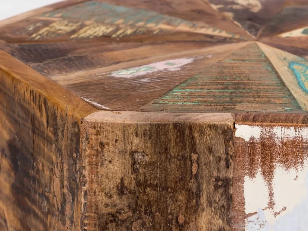 furniture-nabytek.cz - Masivní konferenční stolek Wakefield z recyklovaného dřeva, lakovaný, vícebarevný, šestihranný