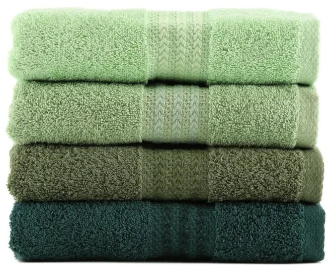 Súprava 4 zelených bavlnených uterákov Foutastic, 50 x 90 cm