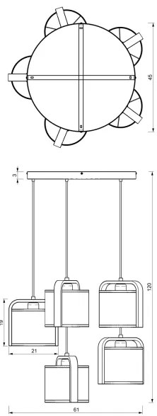 Luster na lanku JONKO 5xE27/60W/230V