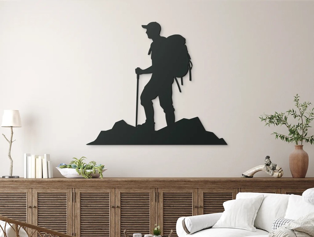 drevko Drevený obraz na stenu Turista Rozmer obrazu: 44,5 x 51 cm, Farba dekorácie: Čierna