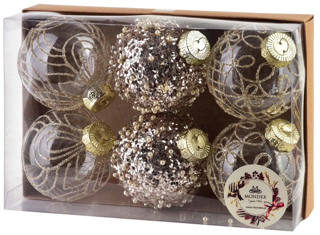 Sada 6 ks vánočních baněk Juarez krémová