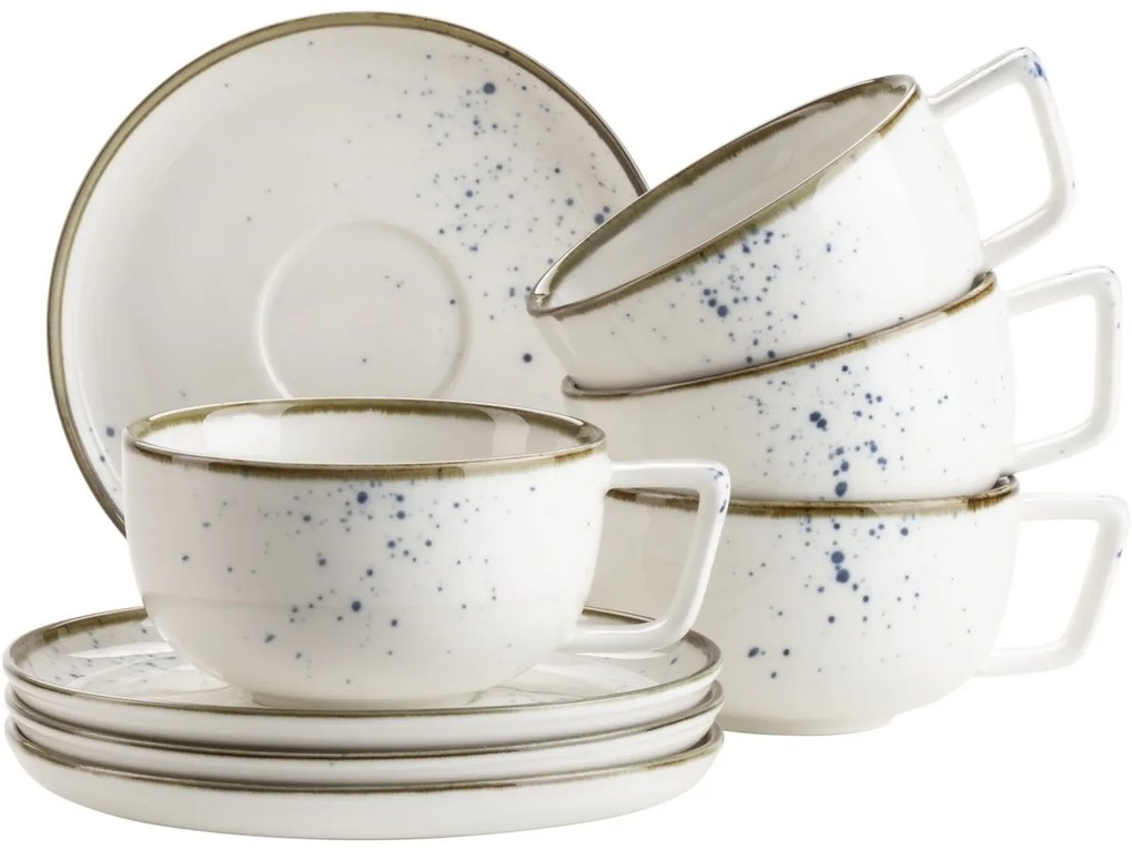 Mäser 8-dielna súprava šálok na kávu Pintar White modré bodky