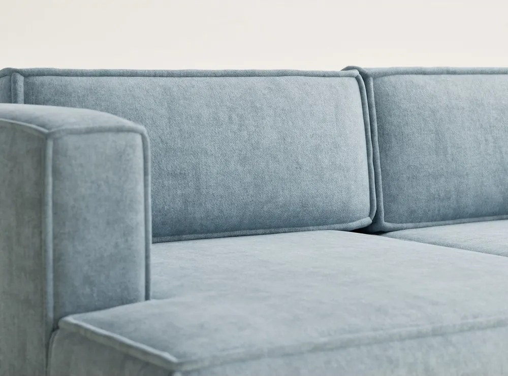 Svetlomodrá ženilková rozkladacia/s úložným priestorom rohová pohovka (ľavý roh/s leňoškou) Velto – Maison de Rêve