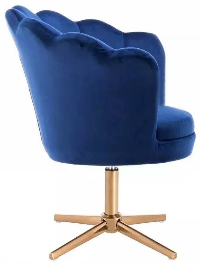 LuxuryForm DESIGN Kreslo FREY VELUR na zlatom kríži - modré