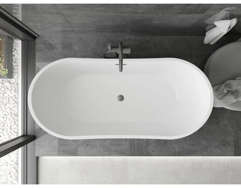 Mexen Montana, voľne stojaca vaňa 170 x 80 cm, biela, brúsený grafit prepad, 52011708000-95