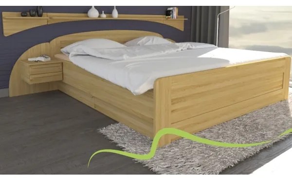TEXPOL Manželská masívna posteľ PETRA s rovným čelom pri nohách Veľkosť: 200 x 200 cm, Materiál: BUK morenie čerešňa