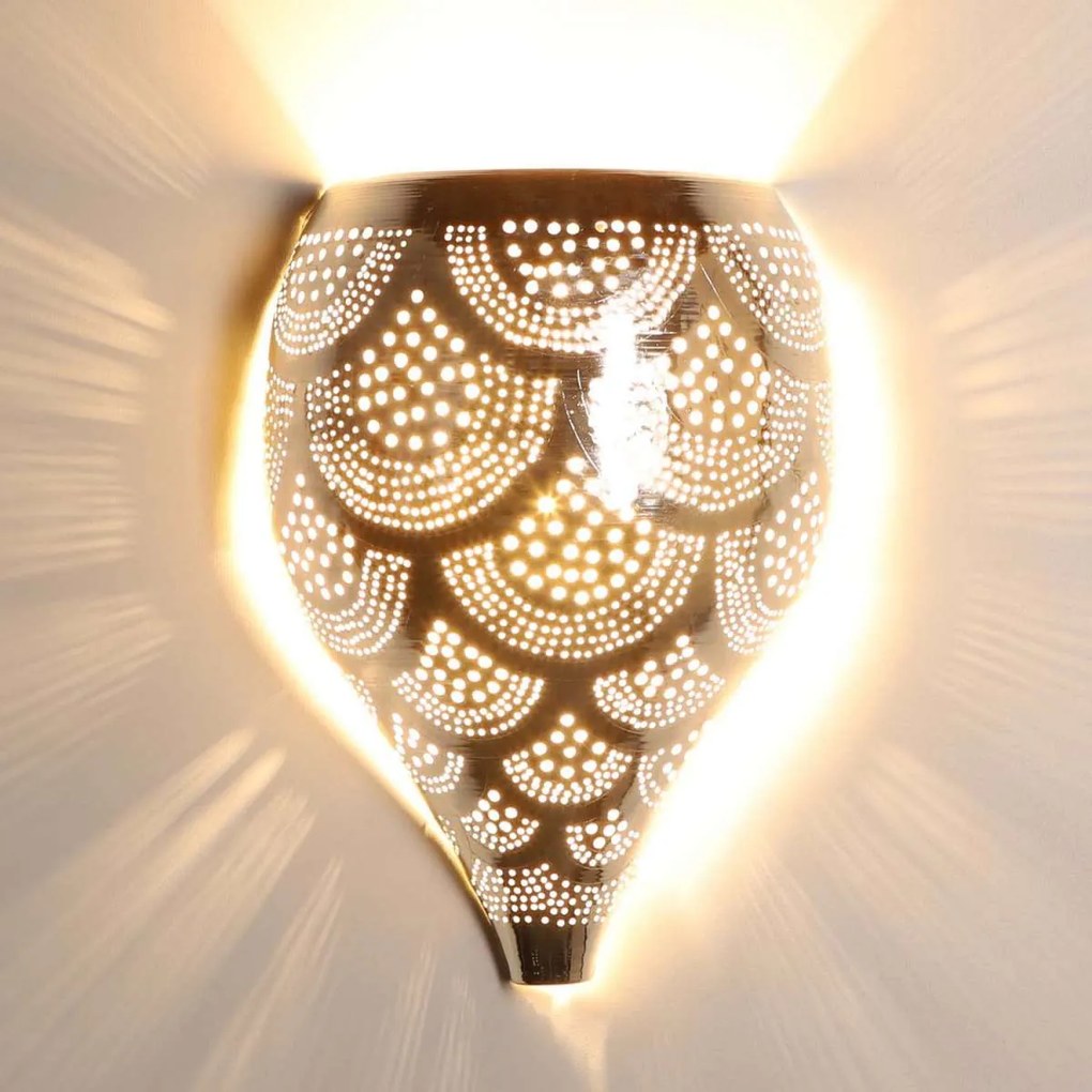 Marocká strieborná nástenná lampa Nadim