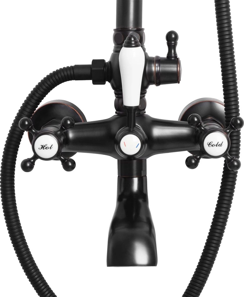 Rea Bergamo, sprchový set v retro štýle, čierna matná, REA-P5001