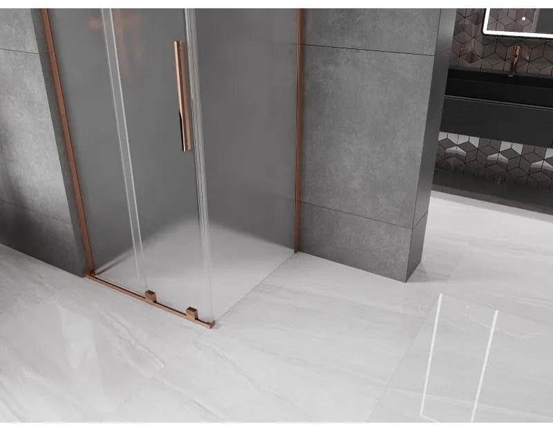 Mexen Velar L, sprchový kút s posuvnými dverami 120 x 120 cm, 8mm sklo námraza, ružové zlato, 871-120-120-33-60