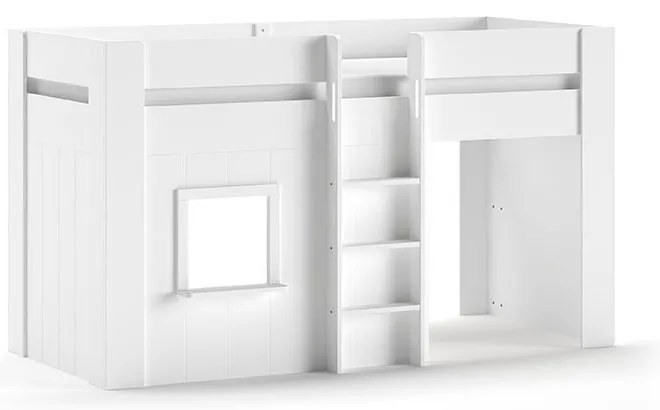 Biela vyvýšená detská posteľ z borovicového dreva 90x200 cm RENO – Vipack