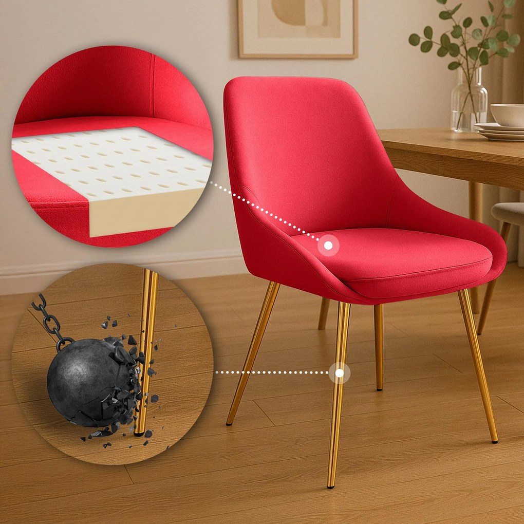 Sada 2 ks jedálenskej stoličky Elmira zamat - červená