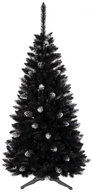 Čierny vianočný stromček so zdobením 220 cm