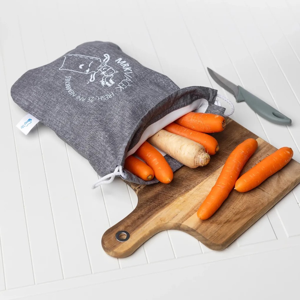 Wrap - up Funkční pytlík MRKVÁČEK, sáček na zeleninu (1kg), aby zůstala čerstvá - mix barev Farba: šedá