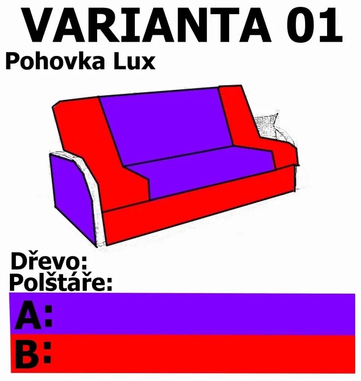 Pohovka Lux, čierna vzor květy / wenge (eden 3991/102)