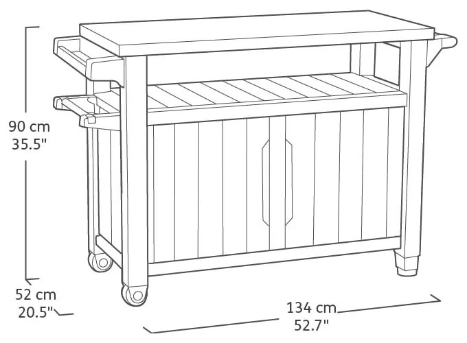 Odkladací grilovací stolík 134x52 cm Unity – Keter
