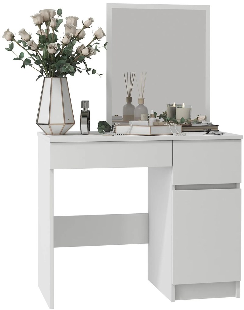 Toaletný stolík Parijat (biela) (so zrkadlom) (P). Akcia -19%. Vlastná spoľahlivá doprava až k Vám domov. 1128838