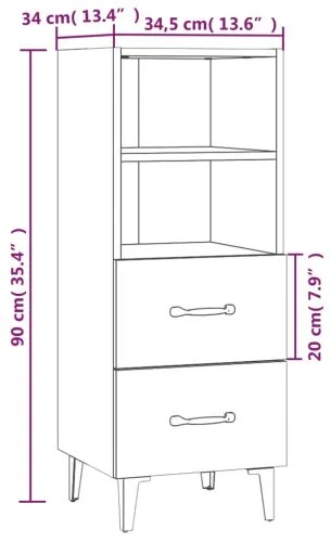 vidaXL Komoda betónovo sivá 34,5x34x90 cm spracované drevo-