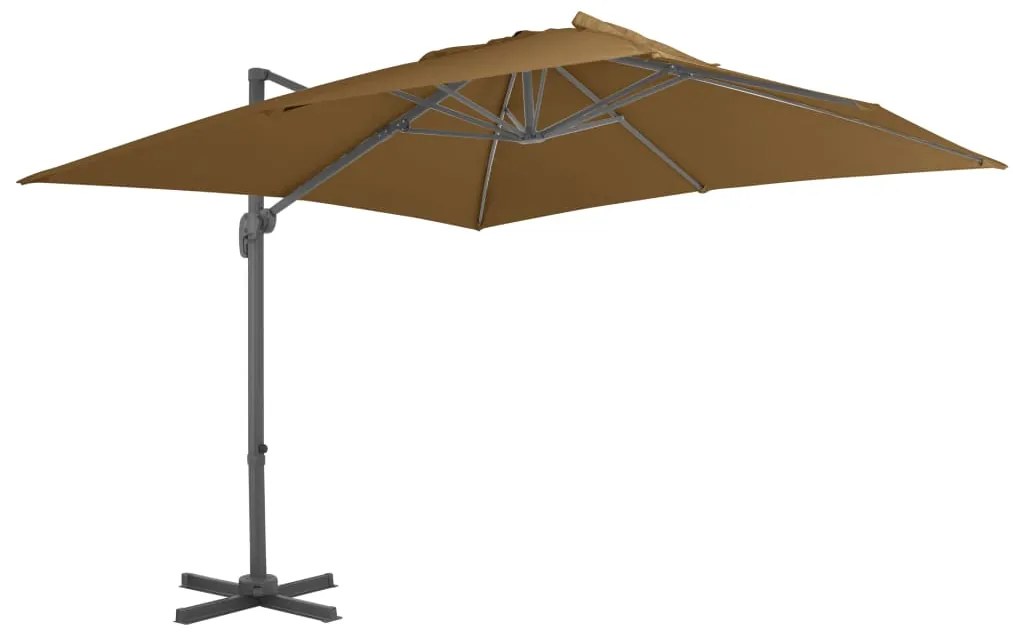 vidaXL Závesný slnečník s hliníkovou tyčou 300x300 cm hnedo-sivý