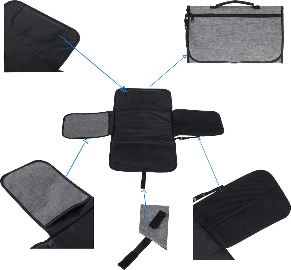 KIK Detská prebaľovacia cestovná podložka konvertibilná prebaľovacia taška sivá