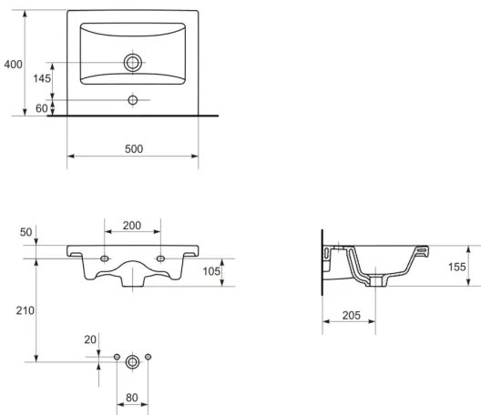 Cersanit S801-153-DSM - Závesná kúpeľňová skrinka s umývadlom LARA COMO orech