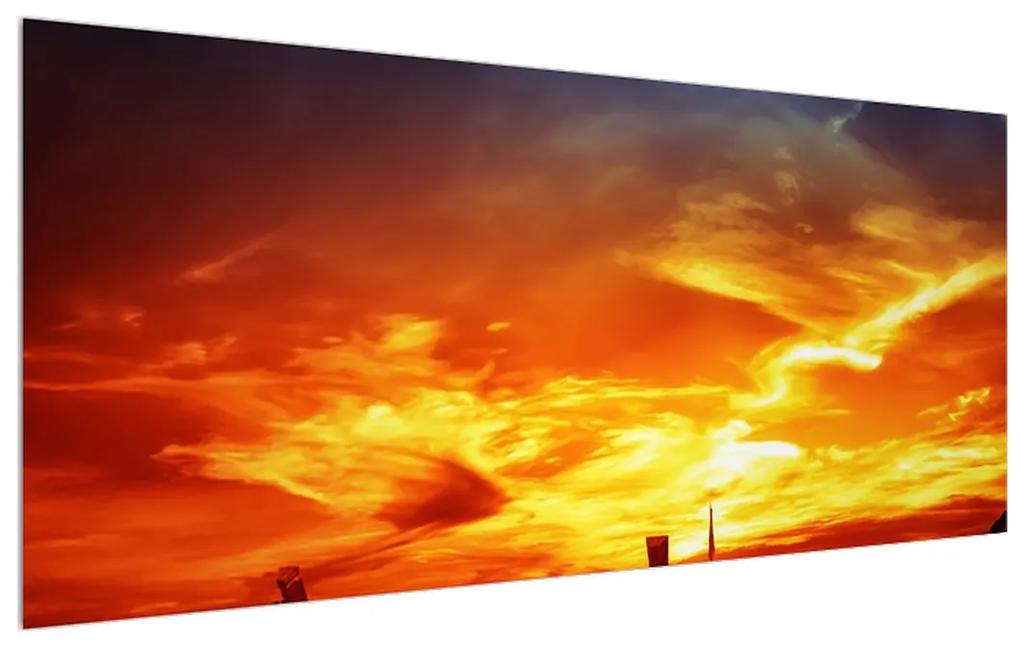 Obraz lodí pri západe slnka (120x50 cm)