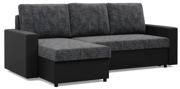 Rohová rozkladacia sedačka LUNA tmavosivá / čierna