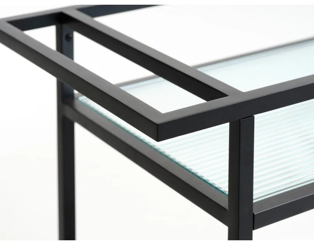 Sklenený servírovací stolík na kolieskach 42x70 cm Bronco – Unique Furniture