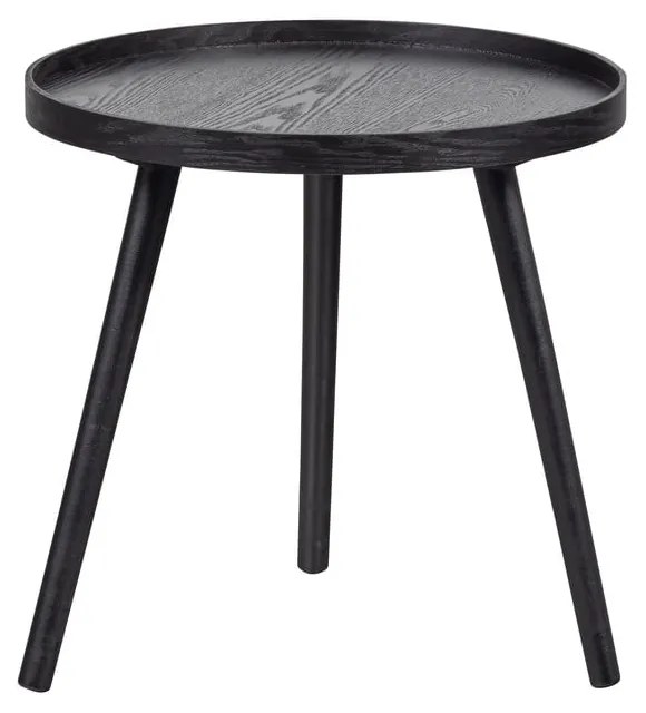 Čierny odkladací stolík WOOOD Mesa, ø 45 cm