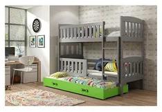 Detská poschodová posteľ KUBUS s výsuvnou posteľou 80x190 cm - grafit Zelená