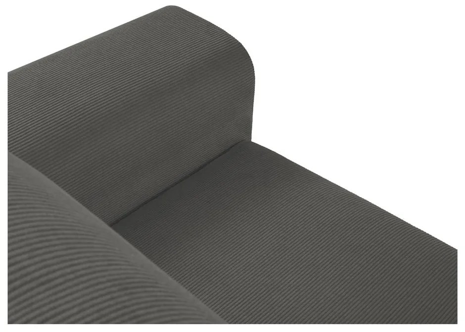 Tmavosivá rozkladacia rohová menčestrová pohovka Kooko Home Jazz, ľavý roh