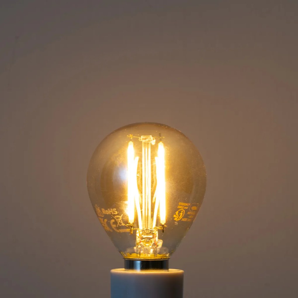 Sada 5 stmievateľných LED žiaroviek E14 G45 zlatá 4W 330 lm 2100K