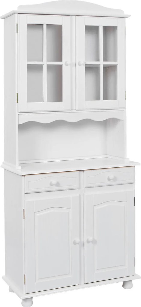 XXXLutz PRÍBORNÍK S VITRÍNOU, borovica, biela, 88/198/43 cm P & B - Sklenené vitríny - 000528013301