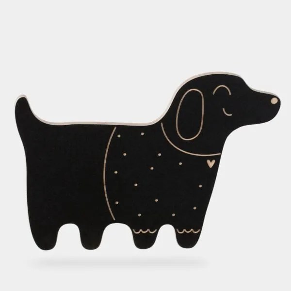 Drevená kriedová tabuľa pes Kajtek