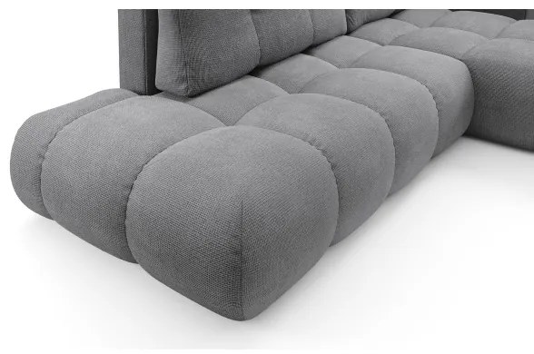 Rozkladacia rohová čalúnená sedacia súprava s úložným priestorom v tvare L ALMADA pravá sivá