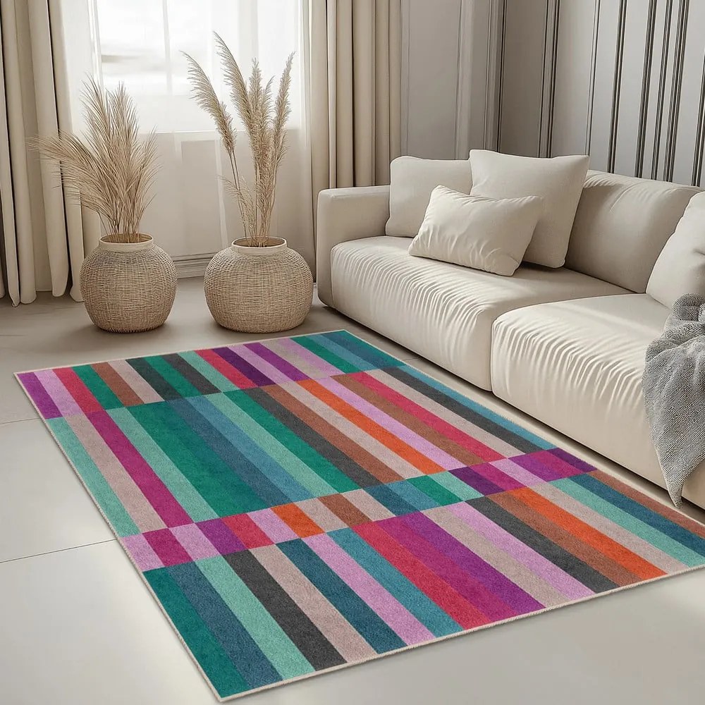 Tyrkysový prateľný koberec 80x150 cm Acid Rain – Mila Home