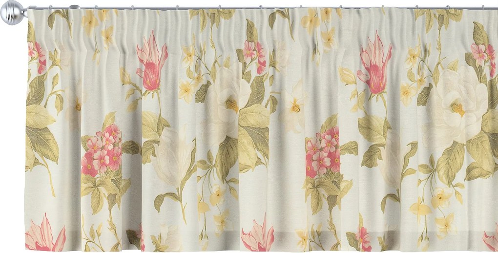 Krátky záves na riasiacej páske farba produktu viacfarebná látka vzorované