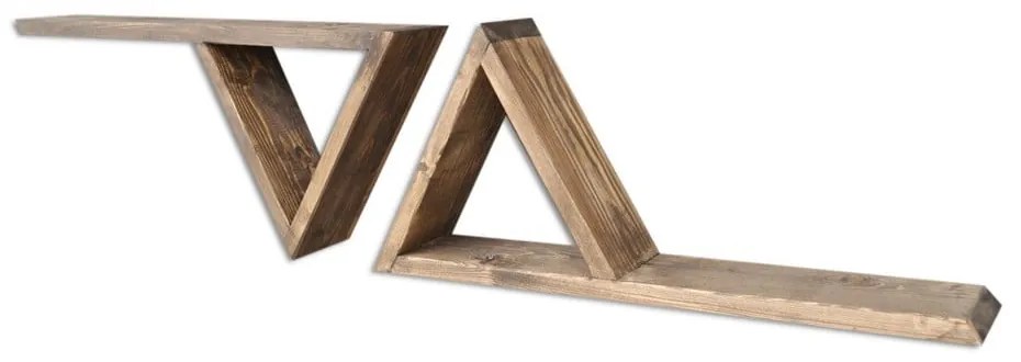 Sada 2 drevených nástenných políc Triangles