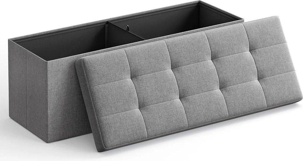 Taburetka L, lavica s úložným priestorom, nosnosť 300 kg, 110 x 38 x 38 cm, svetlošedá