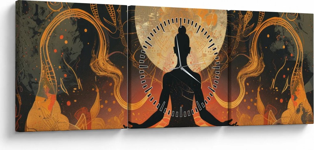 Obraz - Meditácia (s hodinami) (90x30 cm)