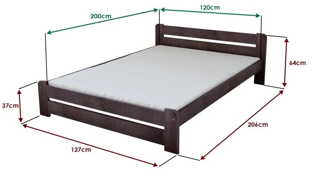 Posteľ Laura 120 x 200 cm, orech Rošt: S lamelovým roštom, Matrac: Matrac Somnia 18 cm