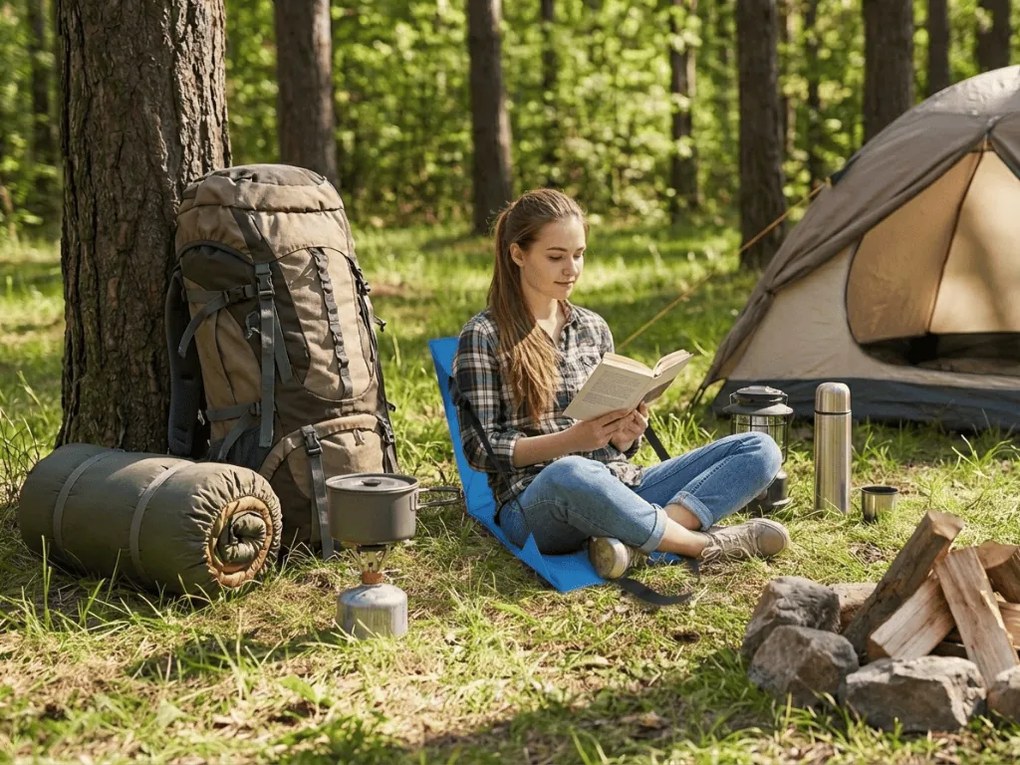 Turistická skladacia stolička VENTO 38 cm, modrá