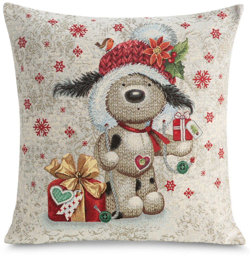 VIANOČNÁ GOBELÍNOVÁ DEKORAČNÁ OBLIEČKA NA VANKÚŠ CUTE 45X45 CM VZOROVANÁ