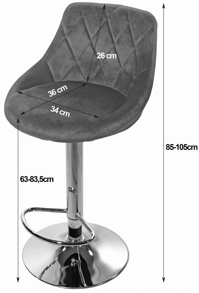 AKCIA Modrá barová stolička VELVET KAST II. akosť