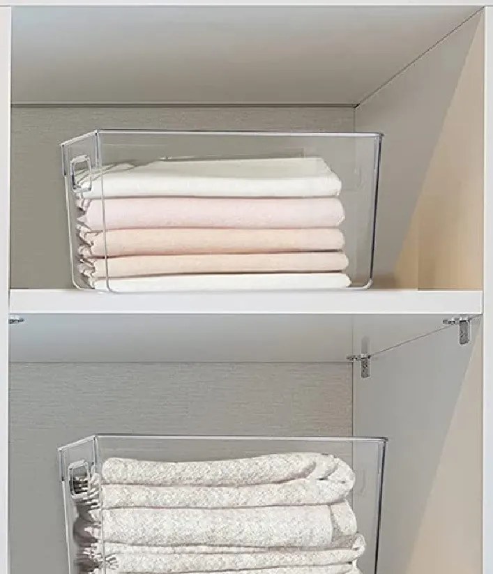 5Five® Transparentný box, viacúčelový, s rúčkami SELENA, 31x31x15