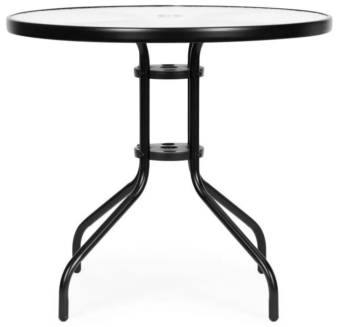 Okrúhly záhradný stôl 80 cm sklenený