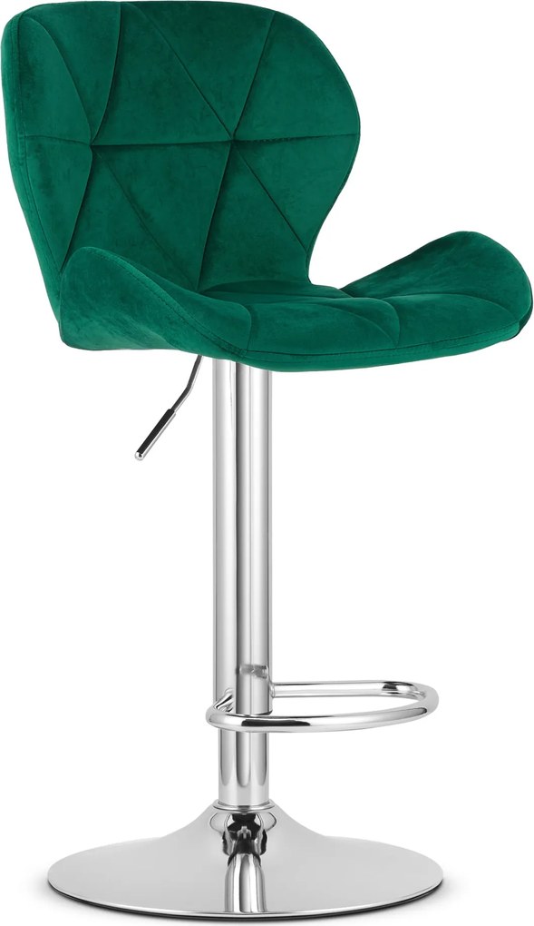 Barová stolička WEST zamatová zelená / chrómová podnož