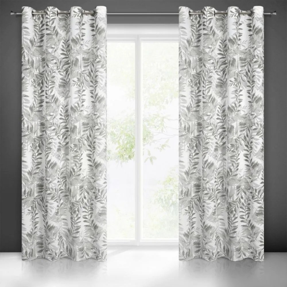 Elegantné závesy na kruhy so vzorom lístia 140 x 250 cm Šírka: 140 cm | Dĺžka: 250 cm